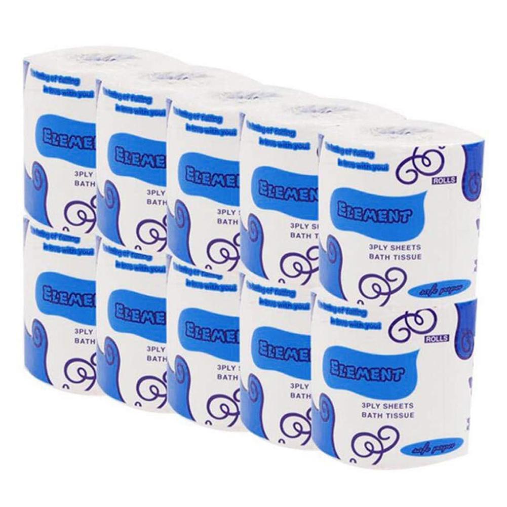 1/2/3/4/5/10 Roll Toilet Paper Bathroom Kitchen Toilet Tissue Paper 3-Ply Degradable White Soft Roll Paper For Home Restaurant