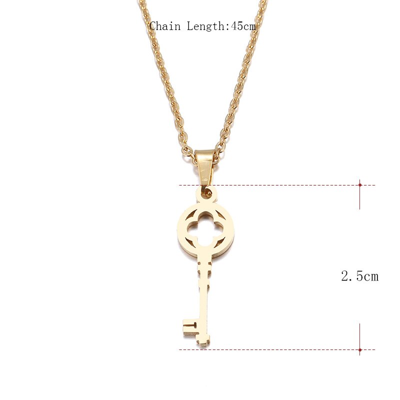 DOTIFI Stainless Steel Necklace For Women Lover's Key Pendant Clavicle Necklaces Valentine's Day Card Jewelry