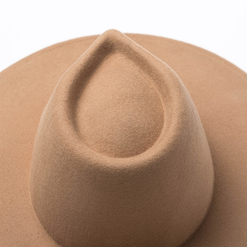 Classical Wide Brim Porkpie Fedora Hat Camel Black 100% Wool Hats Men Women Crushable Winter Hat Derby Wedding Church Jazz Hats