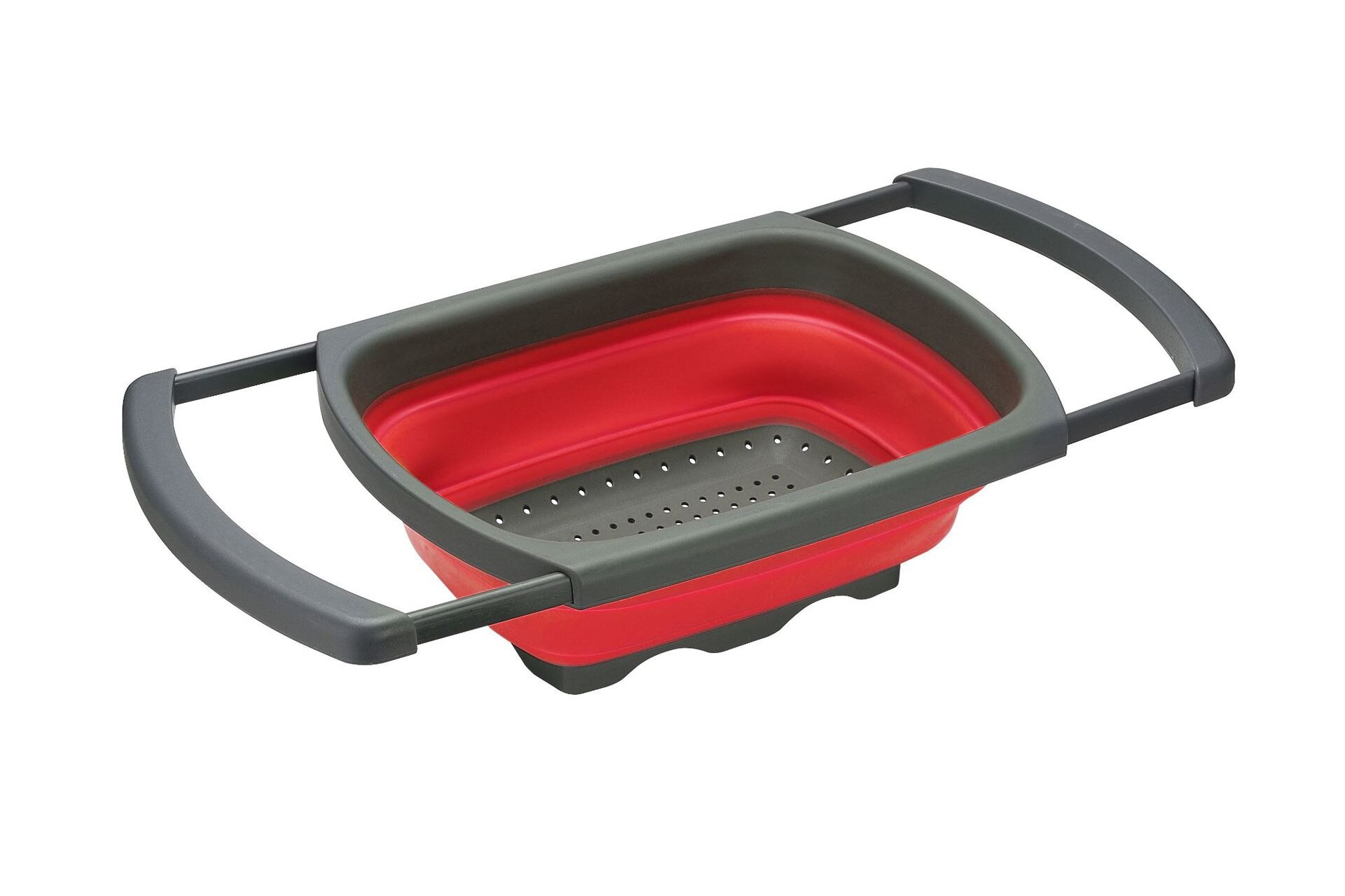 Passoire rétractable pliable en silicone au-dessus de l'évier avec poignée, passoire pliable de cuisine, bols, panier de filtre à eau de vidange: Rouge