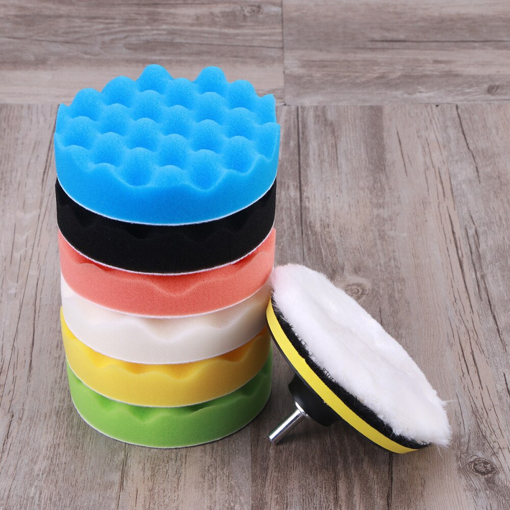 8 Stuks 5 Inch Buffing Spons Polijsten Pad Zelfklevende Schijf Wol Disc Polijsten Wax Schuren Pad Kit Voor auto