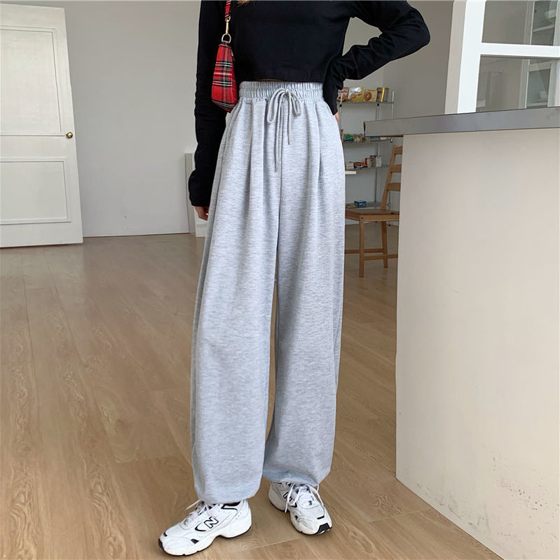 Pantalon de survêtement gris pour femme, Baggy, de sport, à la , noir, jogging, Streetwear, automne
