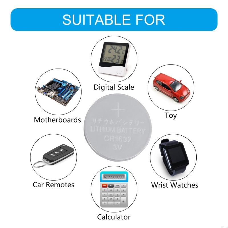 QX2A 5Pcs 3V CR1632 Lithium Button Battery Coin Cell Button Watch Batteries For Toy