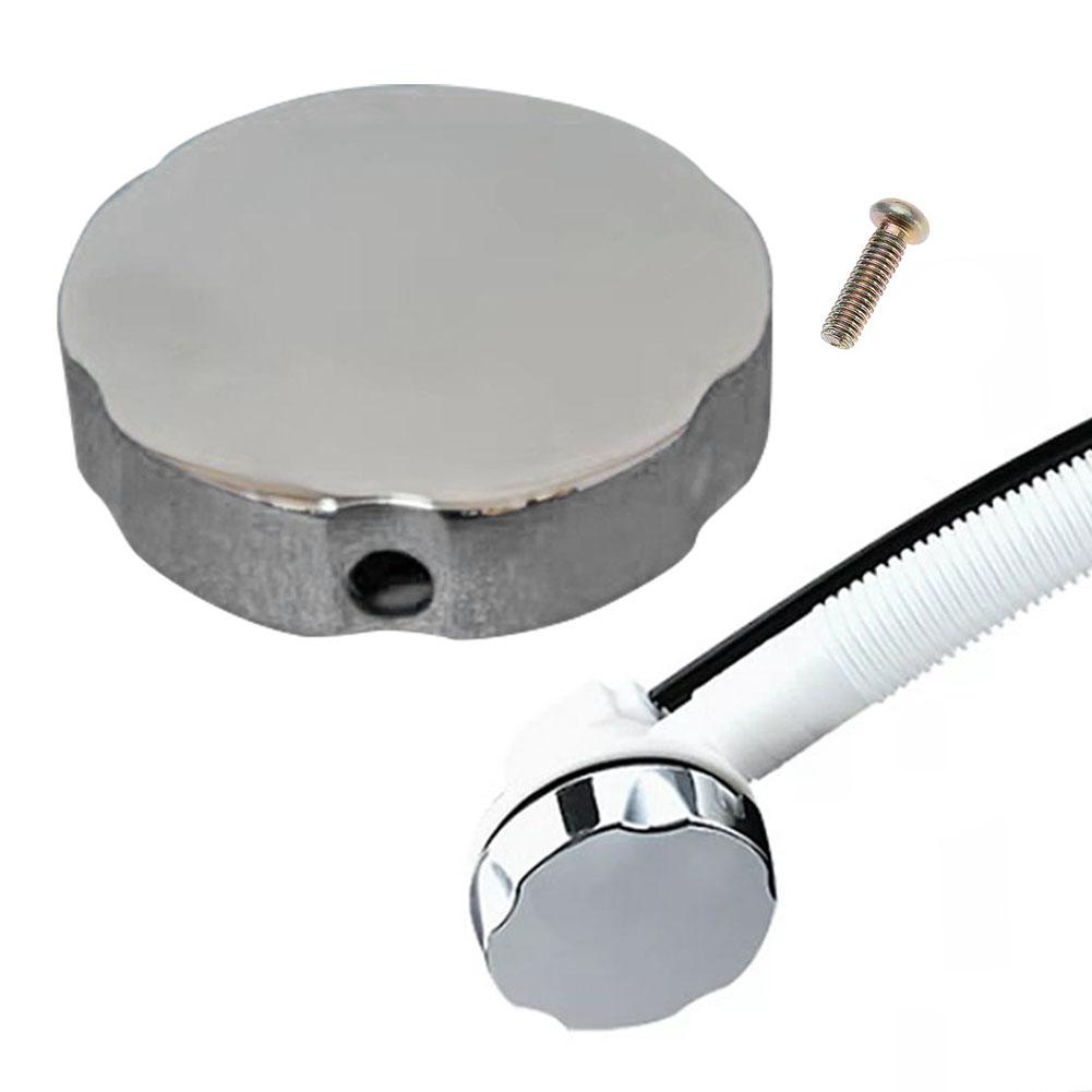 74mm badkarsvridknapp i zinklegering, krom, överfyllningsskydd, badkarskontrollknapp med klassisk rund form och indraget grepp