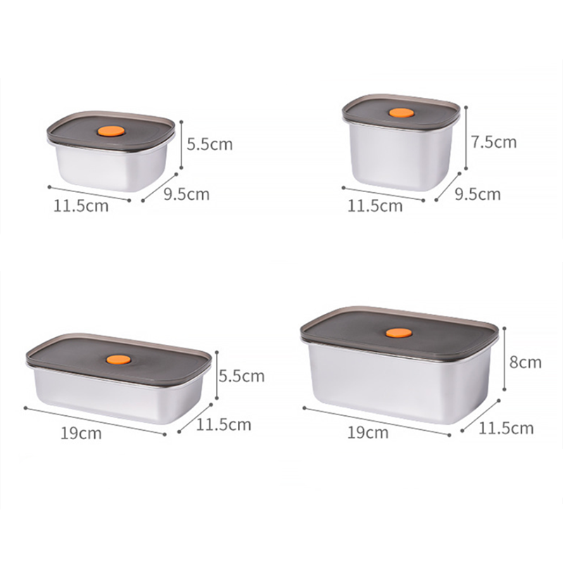 304 Stainless Steel 250/450/600/1000MLLunch Bento Box Fruits Vegetable Fresh-Keeping Box Grains Sealed Food Storage Container