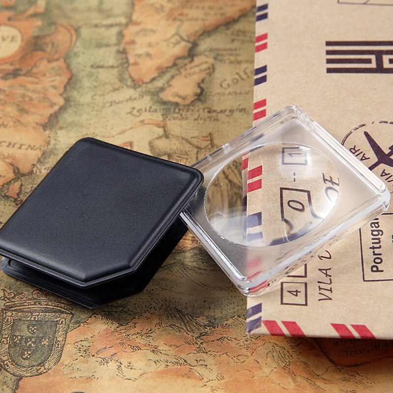 Handheld Magnifier 10X Portable Magnifying Glass 50MM Pull-out Pocket Magnifier Foldable Jewelry Loupe Square Reading Lupe