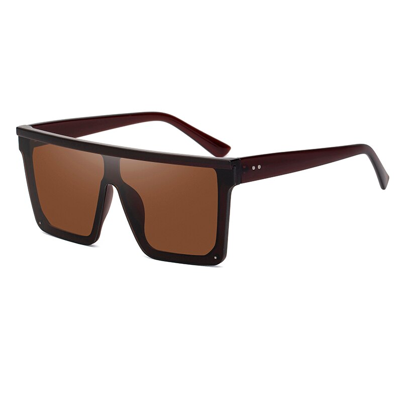 Gafas de sol cuadradas de gran tamaño para mujer y hombre, anteojos de sol unisex con marco grande, a la , con degradado Retro, Estilo Vintage, UV400, okulary: Brown