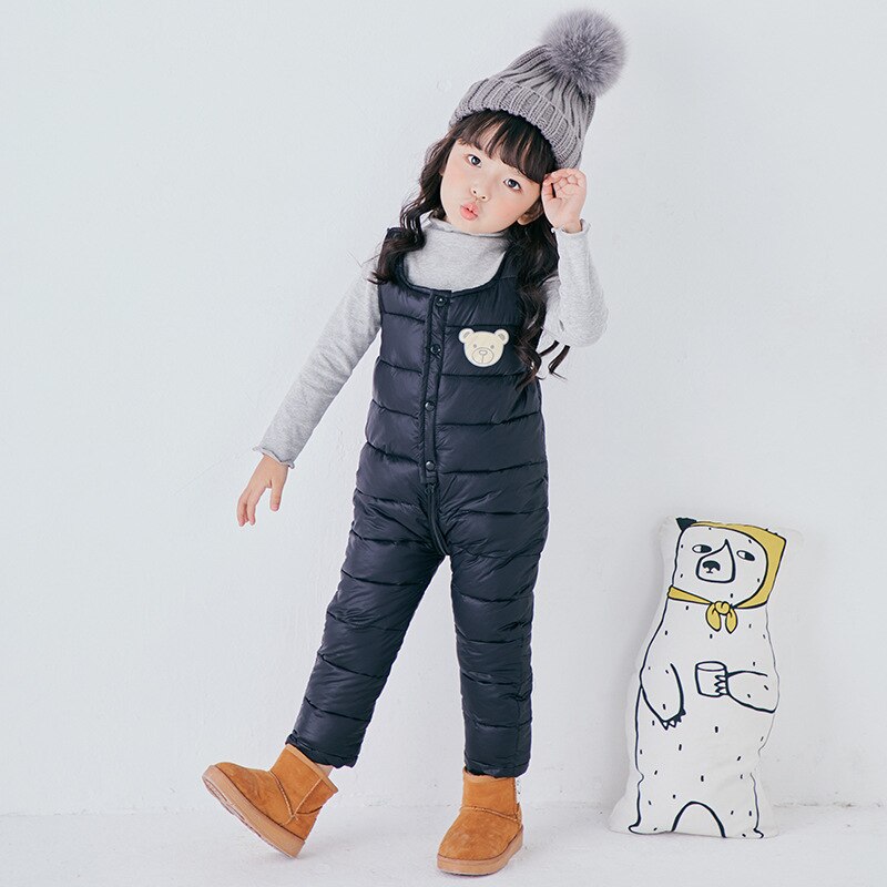 Capretti del bambino Giù Pant Boys & Girls Caldo in Piuma D'oca Globale per la Russia Inverno Bambini Pantaloni Per Bambini Tuta 2-4 Anni Del Bambino Pantaloni: Black / 3T