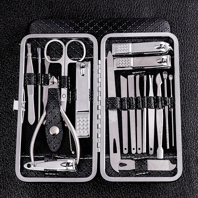 Schoonheid manicure pedicure schaar verzorgingsset manicure set 19 stuks nagelknipper eagle tools complete set in doos: 1