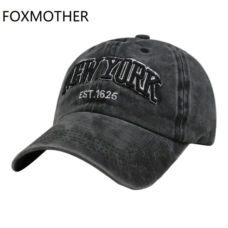 FOXMOTHER-Gorra vaquera negra de algodón con letras bordadas para hombre y mujer, sombrero deportivo con letras bordadas de YORK, utdoor, unisex