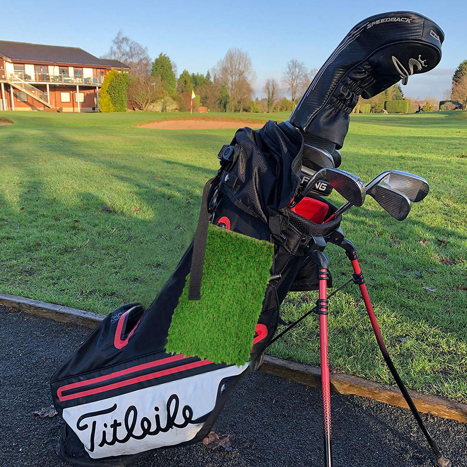 Mini Chipping Hitting Golf Mat 30x20cm with Hook Swing Training Putting Green Practice Accessories Indoor Outdoor