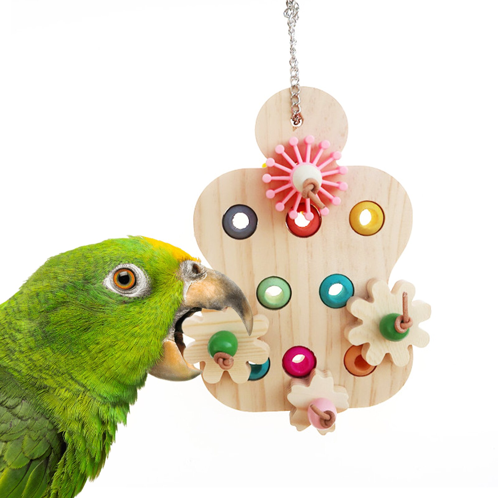 Juguetes educativos para loros grandes, juguetes interactivos de madera coloridos para masticar, productos de entrenamiento, suministros para aves