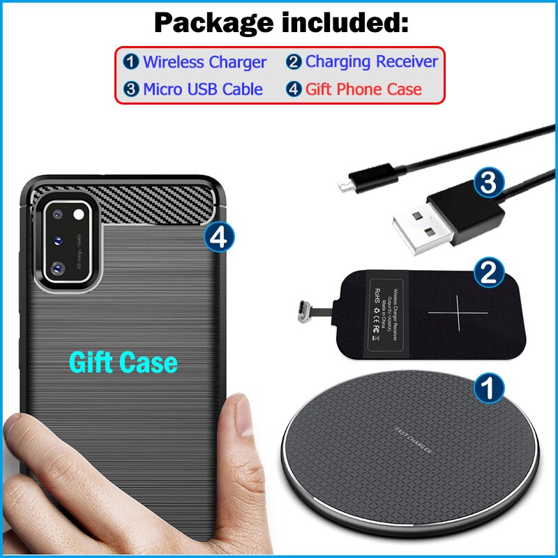 Trådløs opladning til samsung galaxy  a41 6.1 '' qi trådløs oplader + type c opladningsmodtager usb-adapter soft case sm -a415f: Trådløst opladersæt