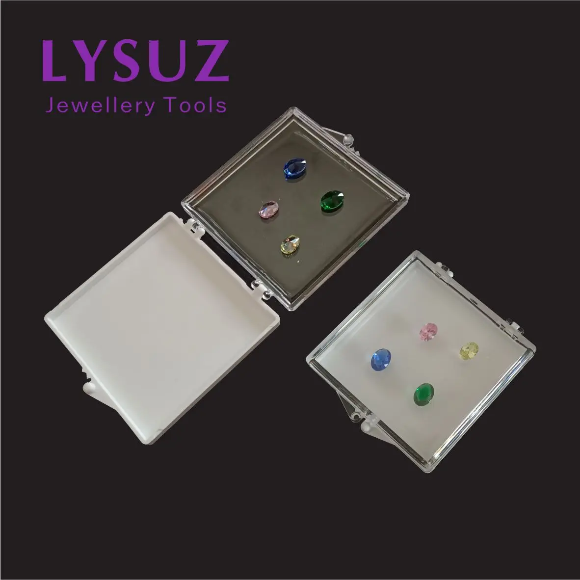 10pcs Adhesive Gems Box Diamond Display Box Show Case Packaging Tray Jewelry Acrylic Sticky Small Gemstone Modeling