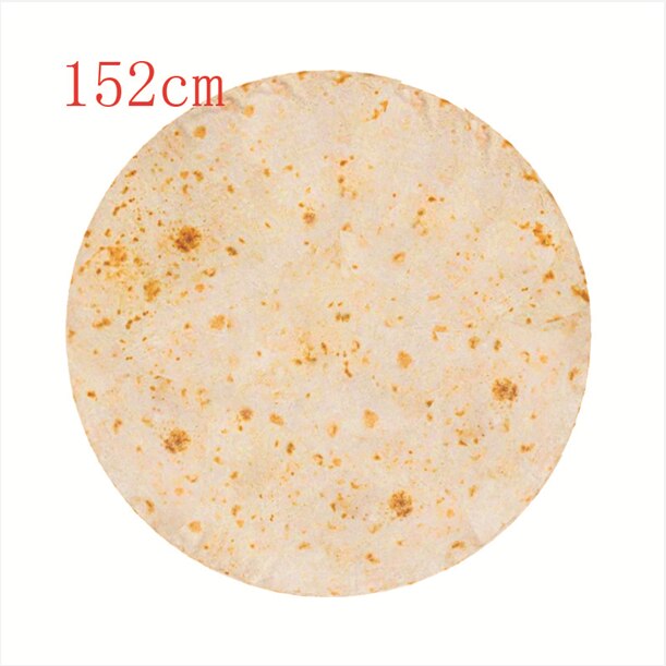 Superzachte ronde burrito deken, fleece deken met tortilla textuur: Geel 152cm