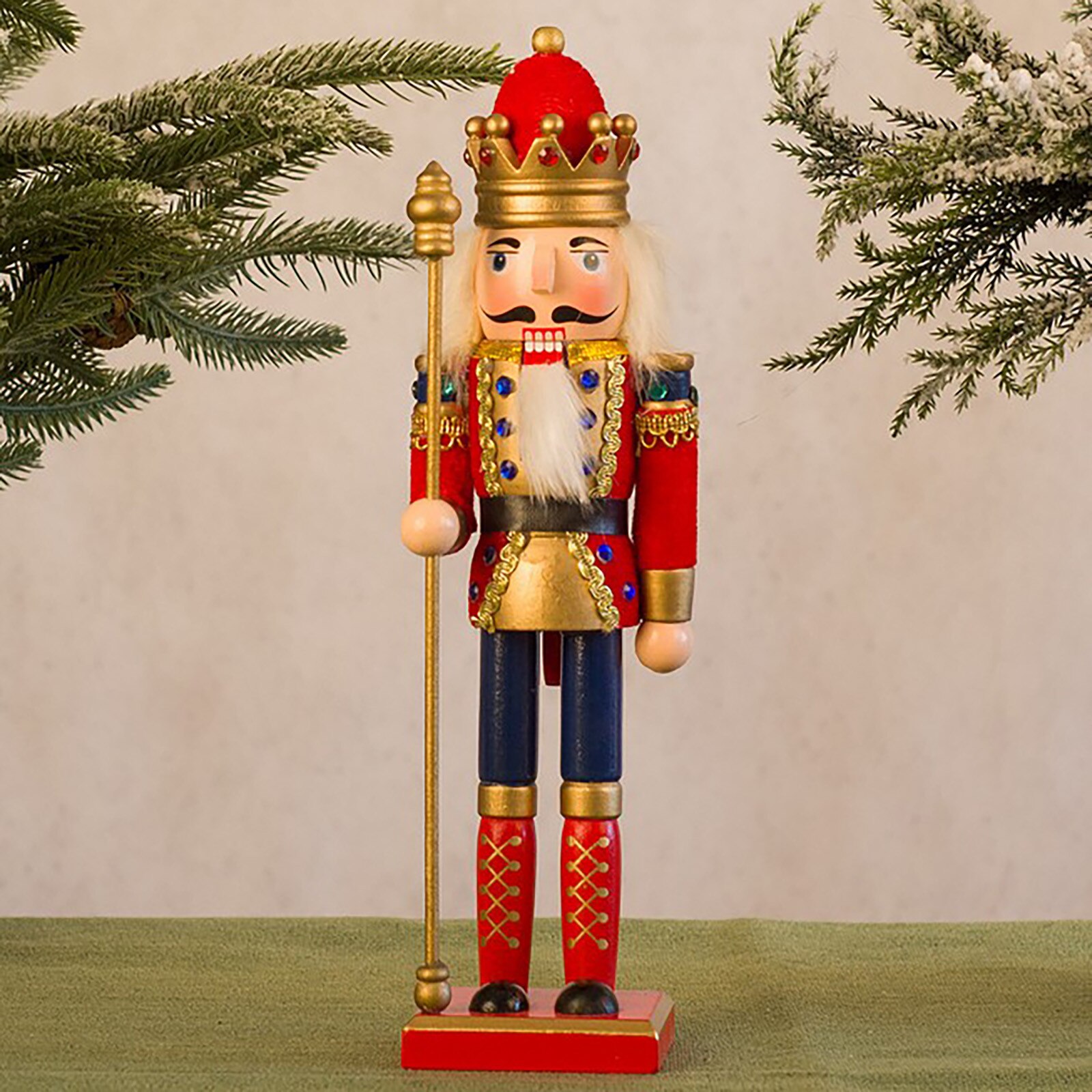 CDL L/4voeten/120cm/4ft/4voet/120 cm levensgrote grote/reuze witte glitter kerst houten notenkraker koning & soldaat ornament pop cadeau etalage/huis notenkraker decoratie K30
