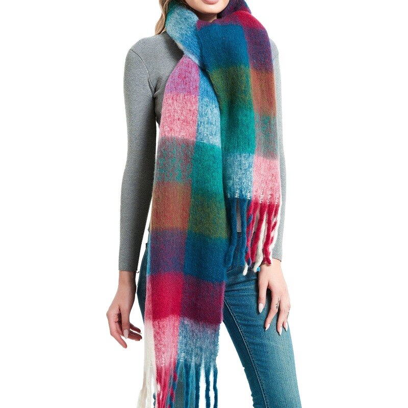 nouvelle Plaid hiver écharpe femmes grande taille Plus épais Pashmina châles femelle grande couverture gland enveloppes 250cm