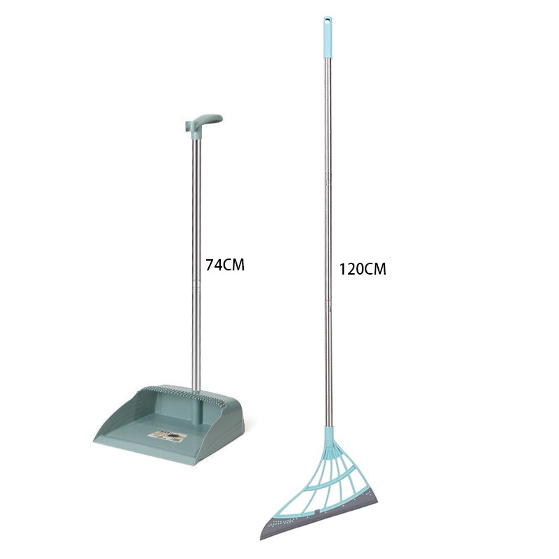 Multifunctional Magic Broom Sweeper Remove Dirt and Hair Rubber Mop Water Sweepe with Squeegee Glass Wiper for Room, Bathroom: 2pcs set B