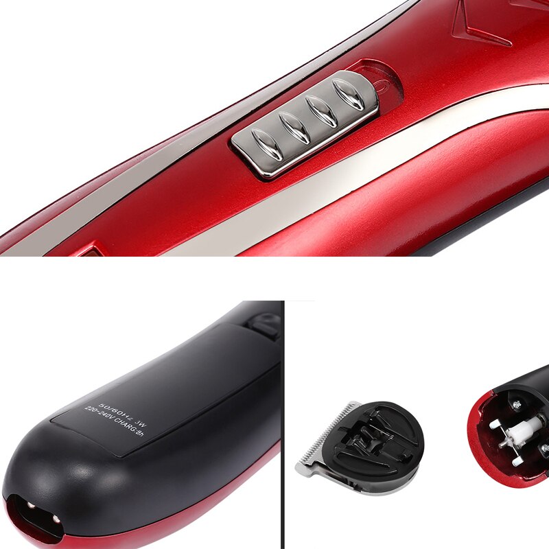 Kemei Haircut Cordless Hair Clipper Red Electric Hair Trimmer Men Cutter Hair Cutting Machine