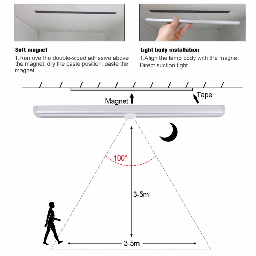 Sensor de movimiento LED Night Light 6 10 LED alto lumen PIR lámpara bajo luces del Gabinete cocina armario emergencia Iluminación