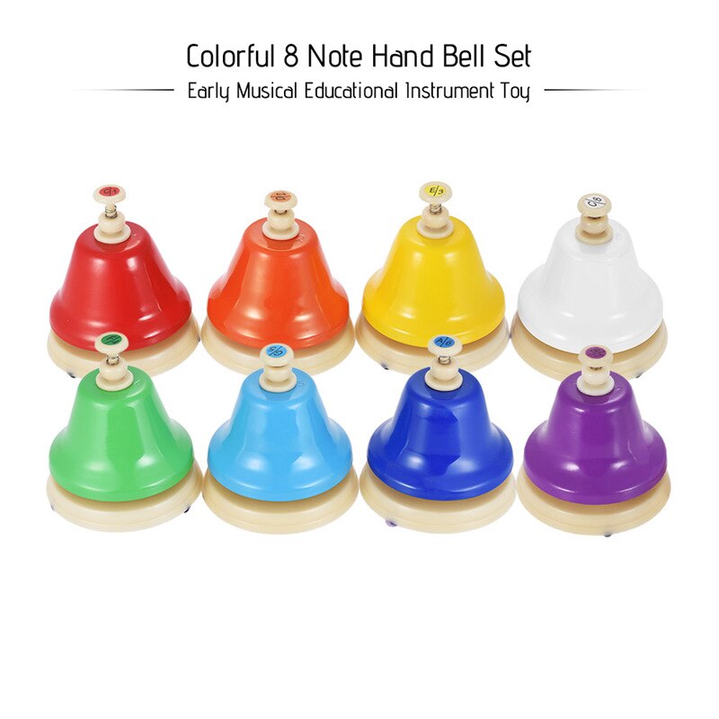 Colorido 8 Note conjunto de campana de mano instrumento educativo Musical juguete para niños estudiante