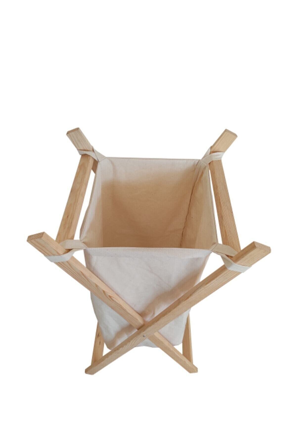 Beige Wooden Decorative Rustic Laundry Basket Dirty Laundry Folding Large Capacity Clothing Storage Bucket Home Organizer