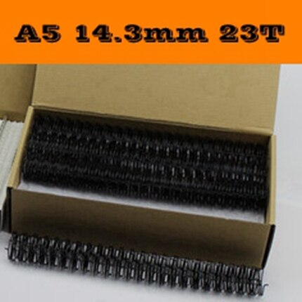 100PCS/BOX A5 size 210mm 23 rings 6.4-14.3mm steel iron double loop wires binding wire calendar binding wires: 14.3mm-black