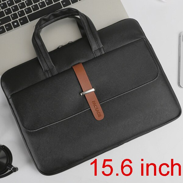 Waterdichte Pu Lederen 13 14 15.6 Inch Laptop Tas Mannen Vrouwen Business Handtas Vrouwelijke Notebook Tas