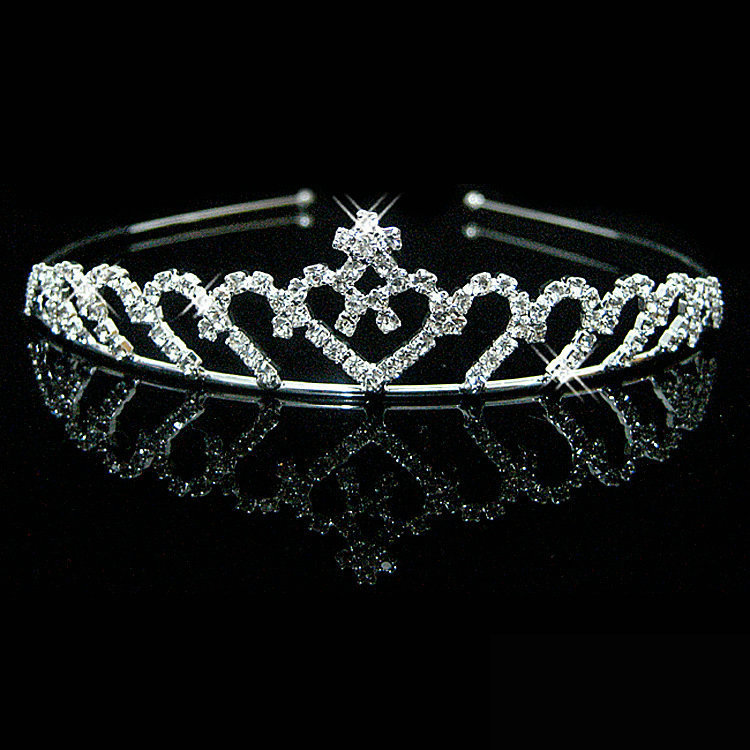 Wedding Nuziale di Cristallo Tiara Corone Principessa Queen Cuore Fasce Del Fiore Accessori Per Capelli Da Sposa per la Sposa monili Dei Capelli: H57JM