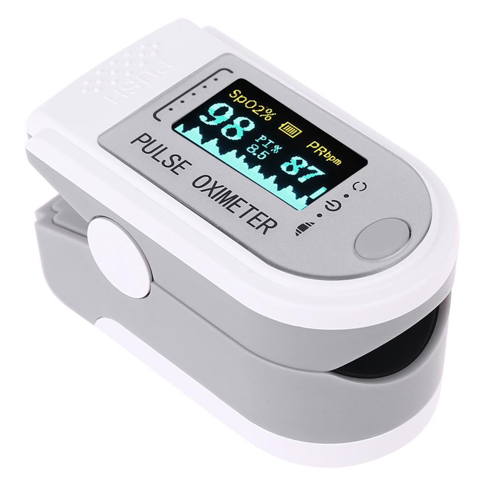 Finger oximeter fingertopp puls oximetrar blodtryck pulsmätare oljad: Vit oled
