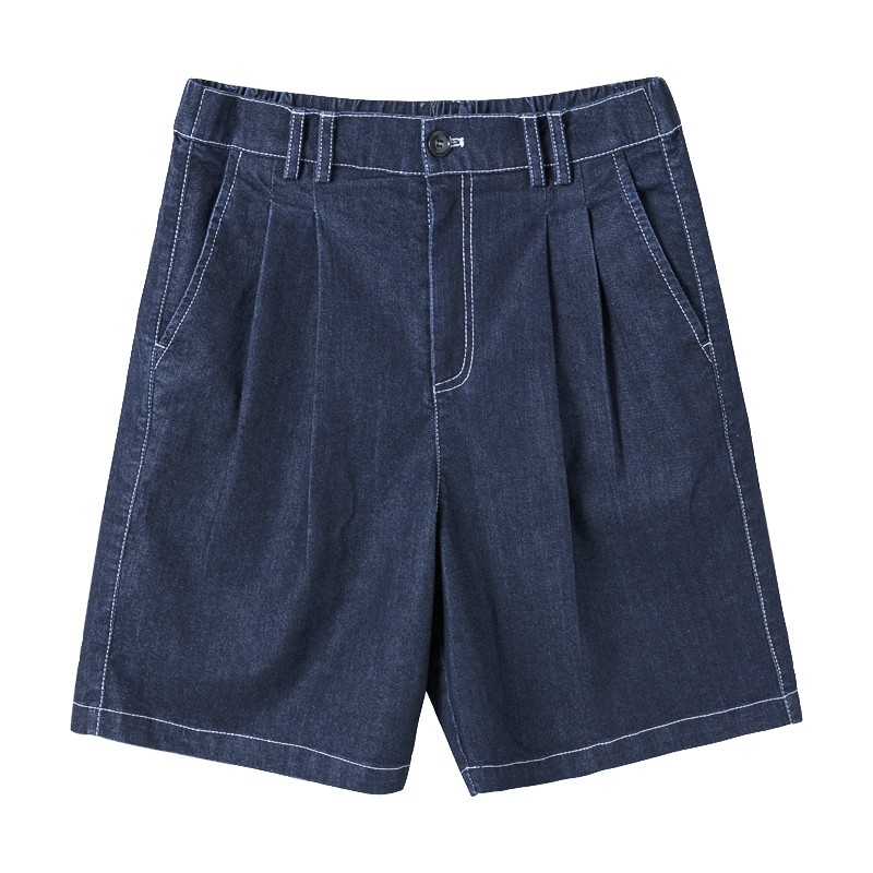 EWQ / men's wear thin style summer denim knee length pants loose straight casual shorts back elastic 9Y3165