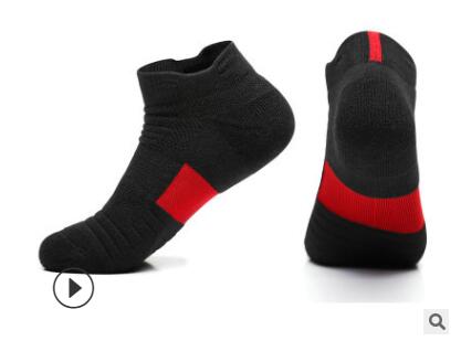 Calcetines deportivos profesionales para hombre, antideslizantes, de algodón, transpirables, con amortiguación, para entrenamiento activo: Short tube Black