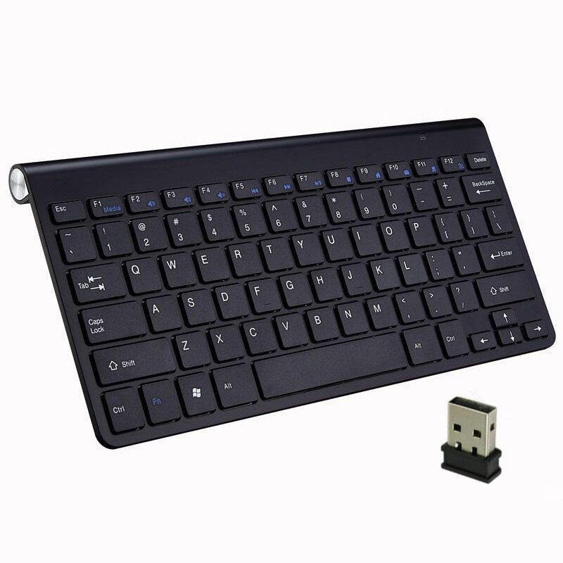 Draadloze Toetsenbord Mini Usb Toetsenbord Voor Pc Laptop Tv Computer Rubber Keycaps Ergonomische Geruisloze Toetsenbord: Black