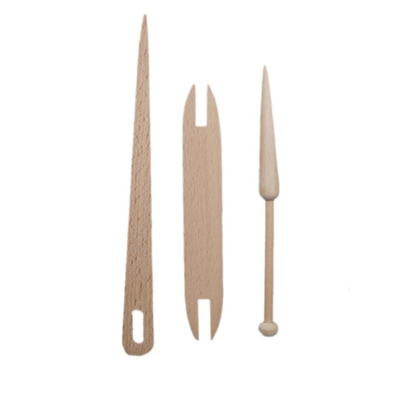 Juego de 4 unids/set de palos de lanzadera de madera Natural, aguja de tejer, telar, hilo de urdimbre, hilo, manualidades DIY