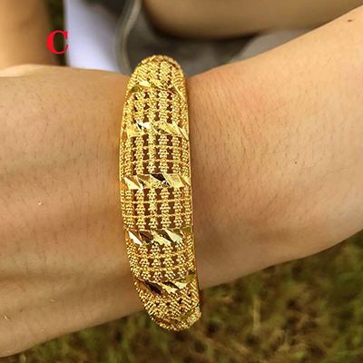 Dubai-brazaletes de oro de Oriente Medio para mujer, pulsera de malla etíope de Arabia Saudita, joyería de boda, africanos: C