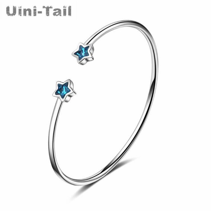 Uini-Tail 925 sterling silver blue blue five-pointed star bracelet star open blue trend bracelet GN547