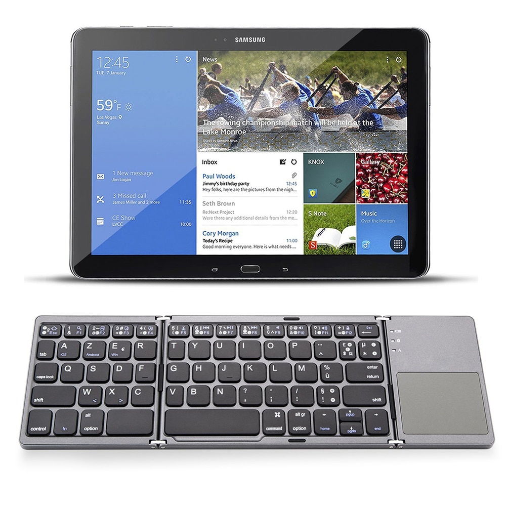 Clavier Bluetooth sans fil pliable français AZERTY Zienstar avec Ttouchpad pour ipad/Iphone/Macbook/PC ordinateur/tablette Android