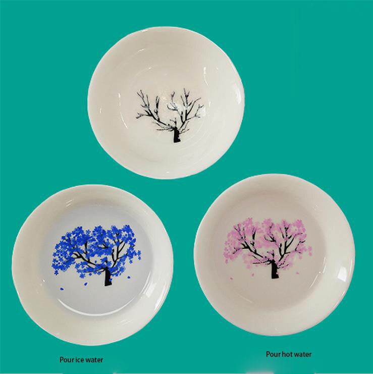 Japanese Magic Sakura Cup Cold Temperature Color Changing Flower display Sake Cup Ceramic Kung fu Tea Cup Tea Bowl: Hot and cold B