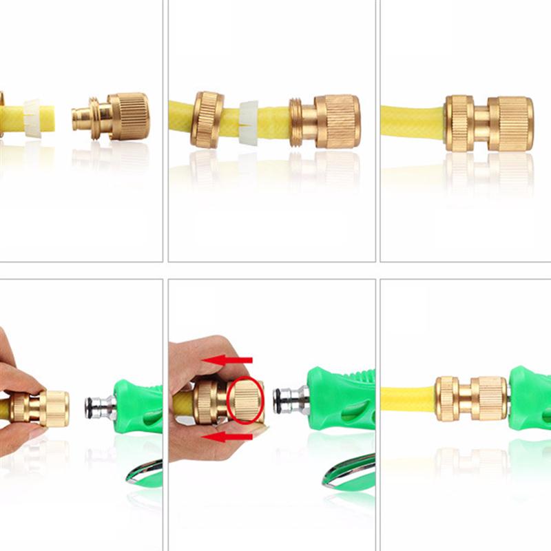 8PCS/Set Quick Connector Replacement Brass 3/4 inch 1/2 inch Durable Fitting Adapter Connector for Water Pipe Garden Hose