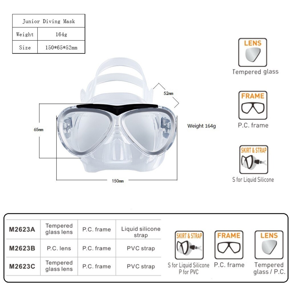 Underwater Scuba Diving Mask Snorkel Anti-Fog Goggles Glasses Diving Fin Snorkeling Set Safe Swimming Equipment