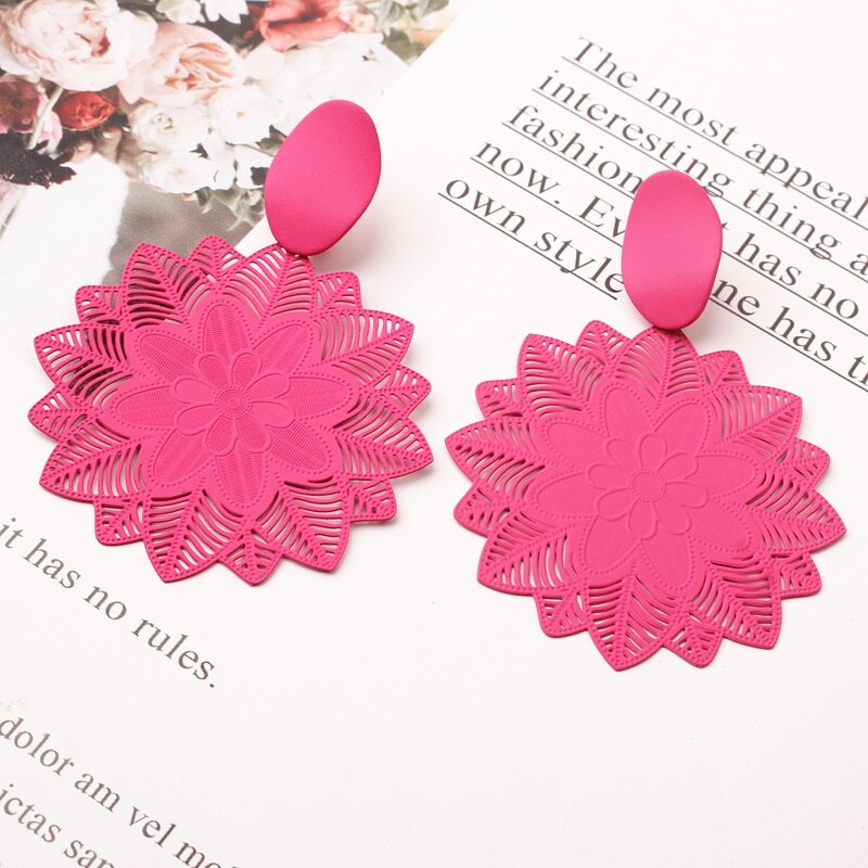 Pendientes colgantes de flor negra grande para mujer, personalidad de roca exagerada, C Daarьги, joyería para y boda, para niña del Día de San Valentín
