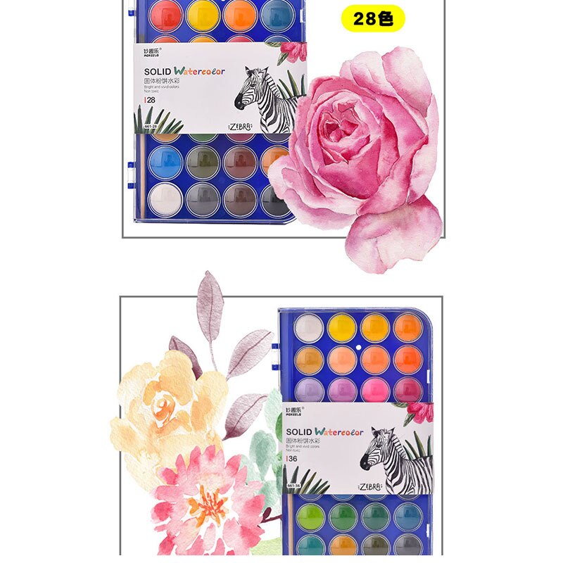 12/16/28 Kleuren Solid Aquarel Schildert Met Schilderen Borstel Voor Kinderen Diy Art Schilderij Tekening Gereedschap Set