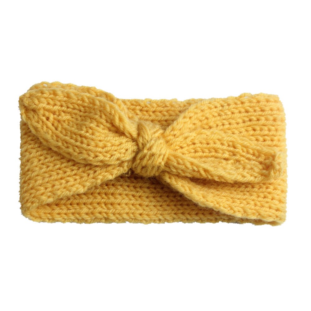 12pcs/lot Crochet Knotted Headwrap Solid Bunny Ear Headband Turban Knitted Winter Warm Hair Band For Babys