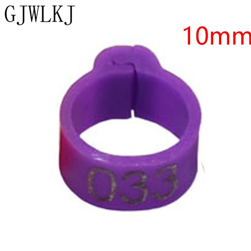 100 stks 8mmto10mm Digitale Markup Vogel Clip Ring Vogel Identificatie Tool 10 Kleur No.1-100 Duif Voet Ringen Huisdier levert: 10mmpurple