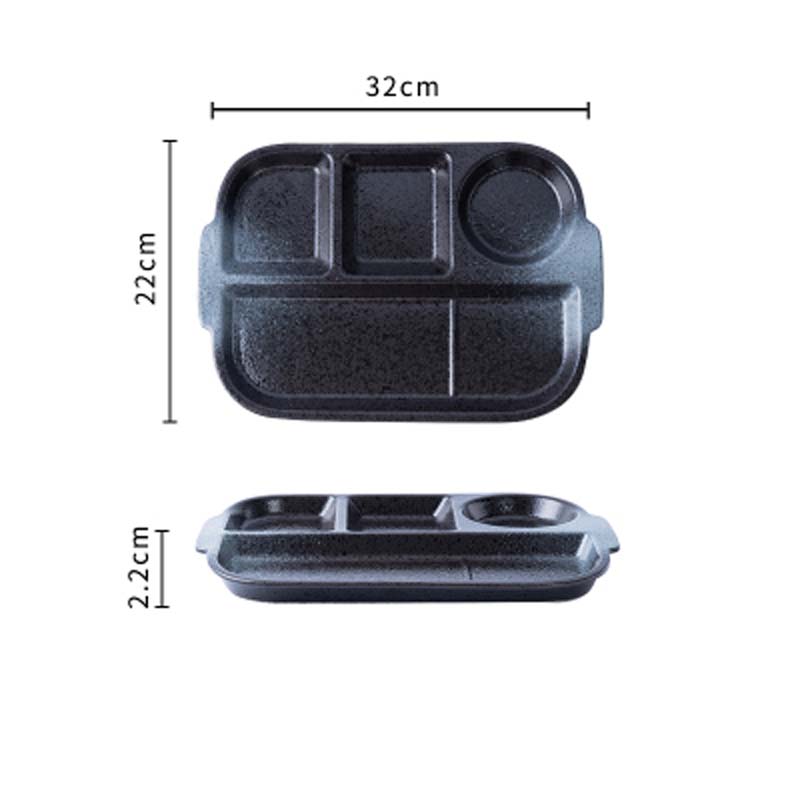 Japanese-style ceramic grid plate for one person dinner plate for separate meal system household divider plate adult tableware c: D