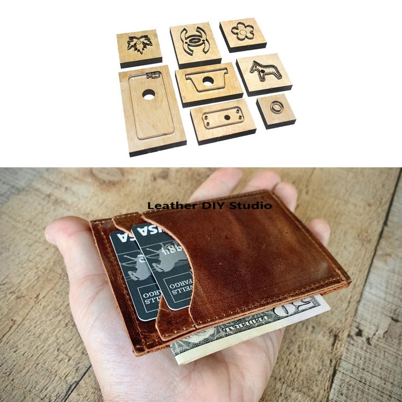 Leer stansmachine, japans stalen mes, doe-het-zelf lederbewerking, mannenkaarthouder, snijmal, handmachine, ponsgereedschap 112mm x 80mm