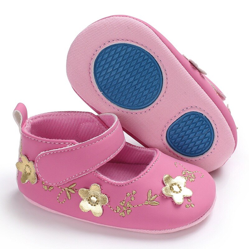 Baby Meisje Schoenen Gouden Bloem Geborduurd Zachte Zool Schoenen Prewalker Wandelschoenen Peuter Kinderen Schoenen Eerste Wandelaar: A2 / 0-6month (11CM)