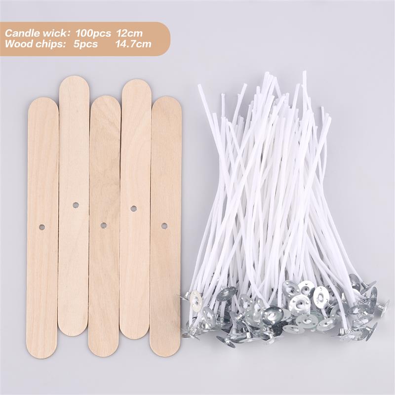Mèche de bougie en fil de coton ciré de plusieurs tailles, 100 pièces/ensemble, mèche et support sans fumée, ensemble de fabrication de bougies, accessoires, support de mèches: kaki foncé