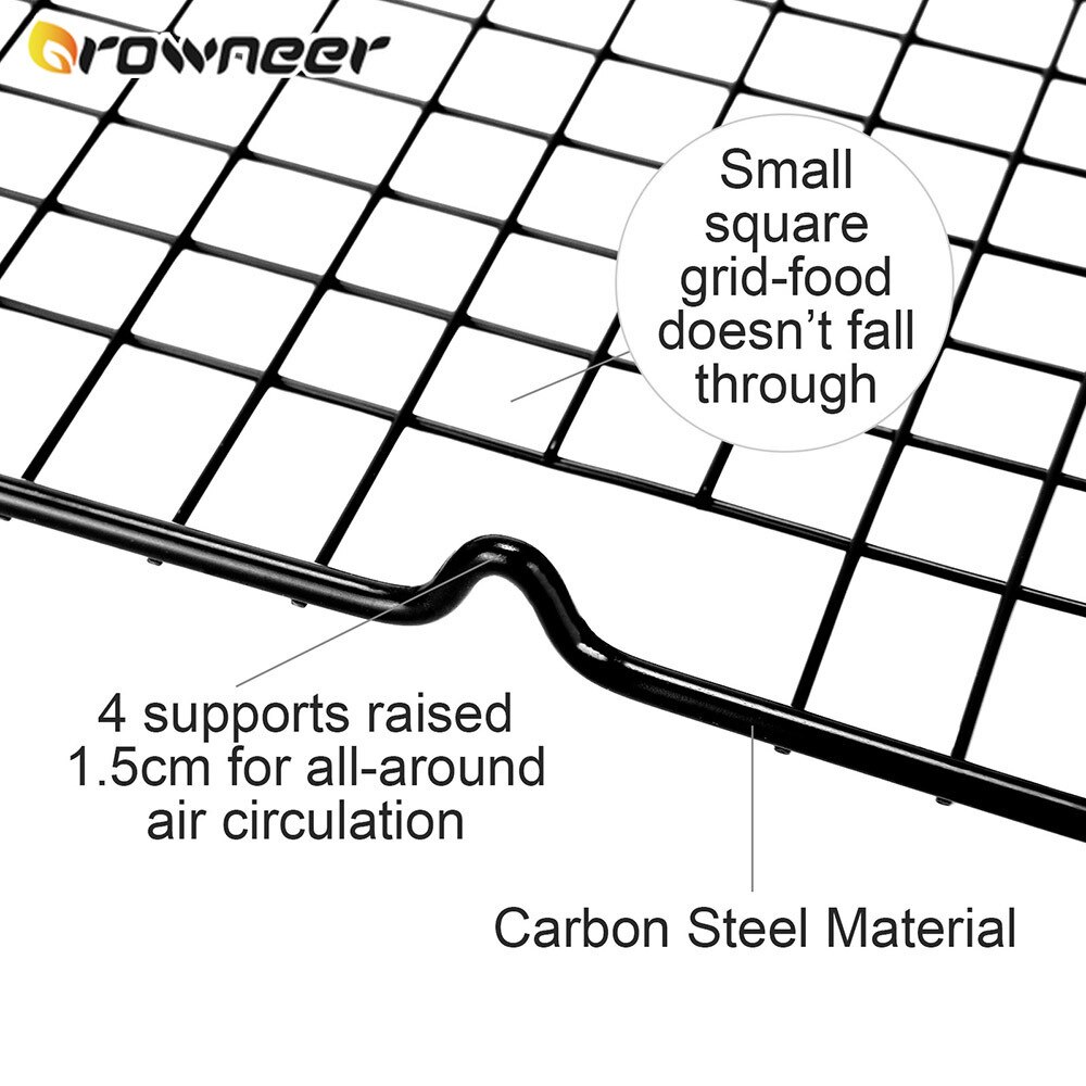 2 Sizes Thicking Narrow Grid Cooling Shelf Multipurpose NonStick Cake Rack Carbon Steel Net Tray Black Cookie Biscuit Pie Holder