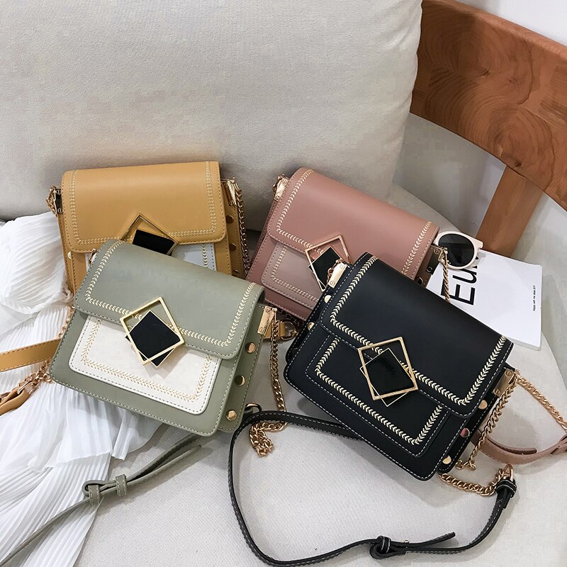 Moda feminina sacos de contraste cor couro do plutônio ombro mensageiro saco senhora crossbody mini bolsa feminina coroa sacos de noite sac um principal